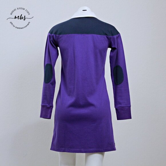 Polo Ralph Lauren Vintage Long Sleeve Polo Shirt Mini Dress Purple Women S - Picture 7 of 10
